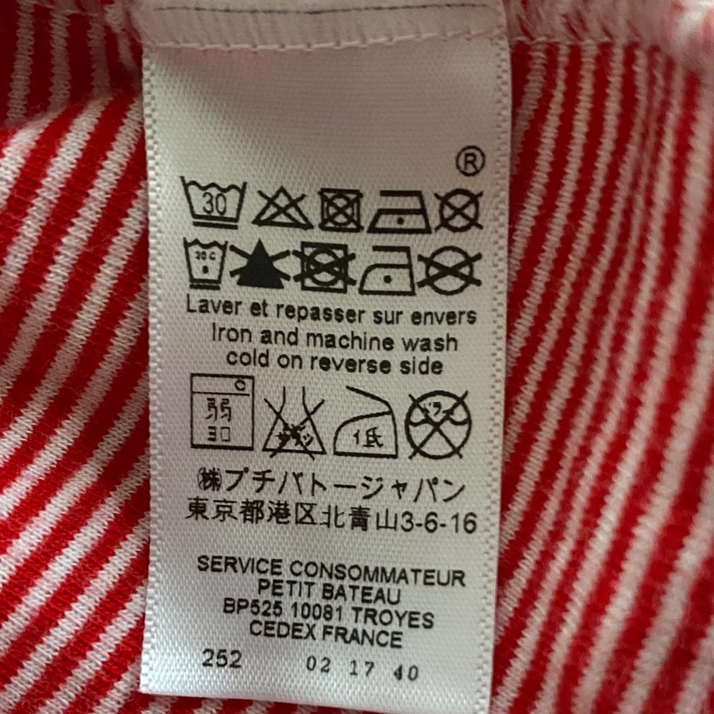 Petit Bateau Red and White Striped Dress with Peter Pan Collar